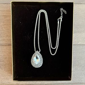 Silver Big Tear Drop Pendant Necklace